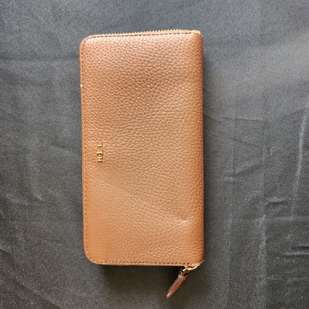 Ralph Lauren Brown Leather Zip Wallet